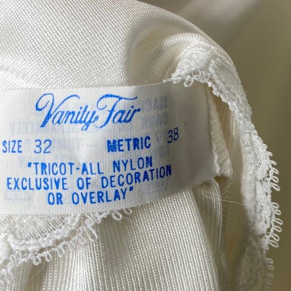 Vintage Vanity Fair Satin Slip Cami Lingerie With Lace Trim in Ivory - Picture 8 of 10